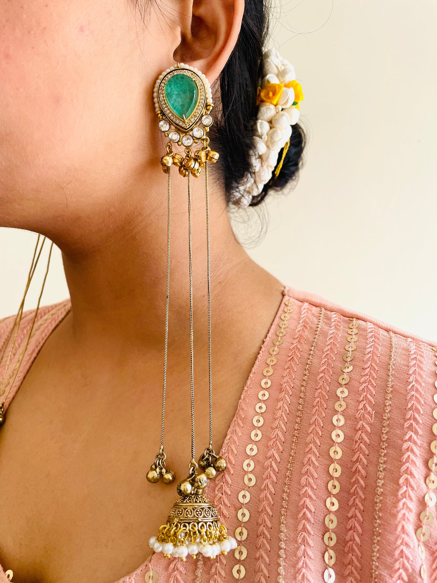 Arha Kashmiri jhumka - Green