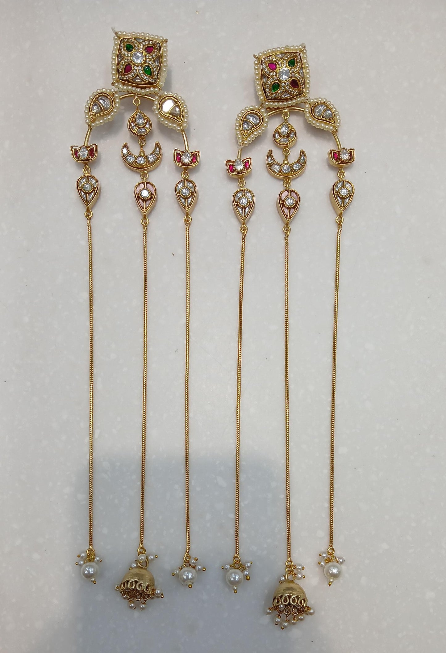 Chaand Pachi Kundan Elongated Earrings