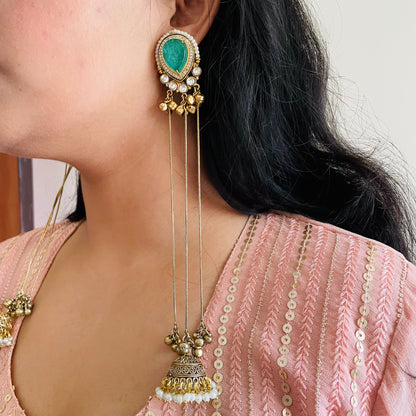 Arha Kashmiri jhumka - Green