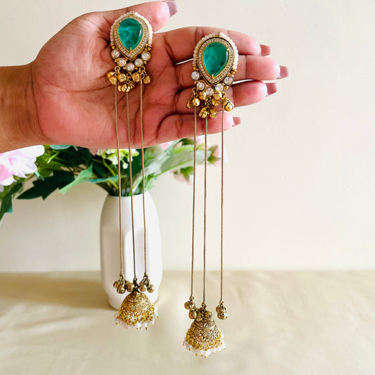 Arha Kashmiri jhumka - Green