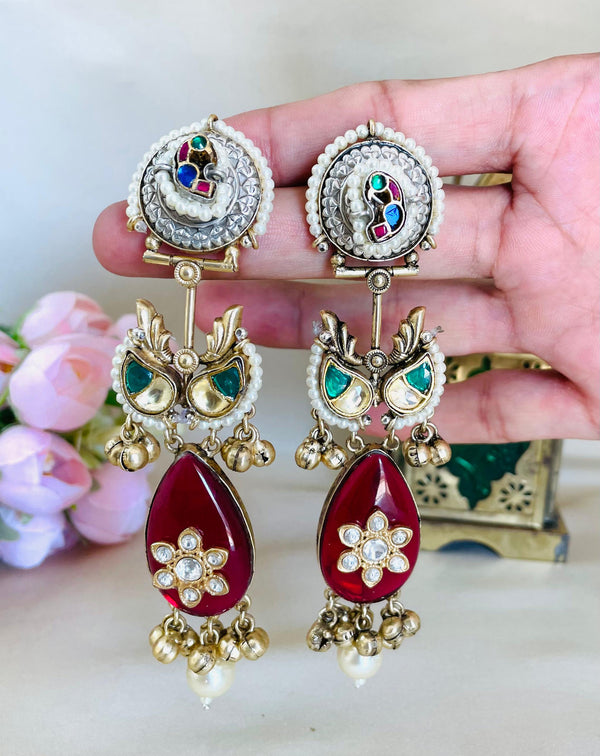 Mehnoor Earrings - Ruby Red