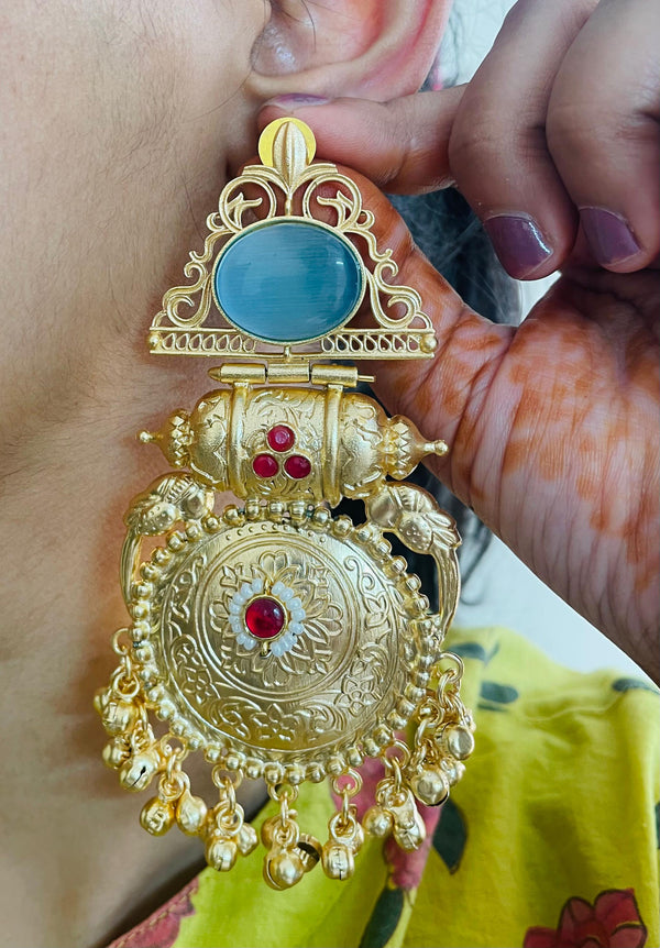 Chhavi earrings - Available in Blue, Pink, Mehroon