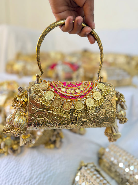 Rani Noor Meenakari & Coin Work Antique Gold Batua