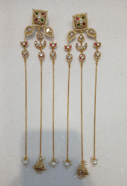 Chaand Pachi Kundan Elongated Earrings